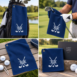 Serviette De Golf Golf personnalisé nom monogramme sports marine