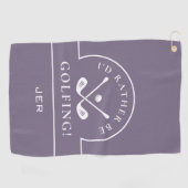 Serviette De Golf Golf Pro Golf Fun Golf Dire Monogramme Purple (Horizontal)