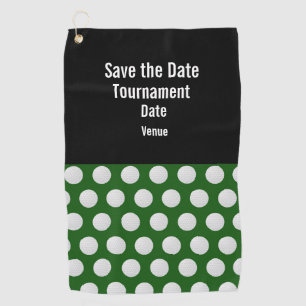 Serviette De Golf Golf Sauvez la date avec balle de golf sur l'herbe
