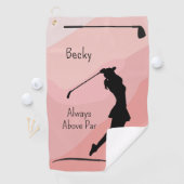 Serviette De Golf Golf Silhouette, Female, Name, On Red (En situation)