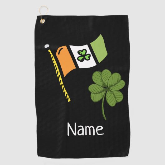 Serviette De Golf Golf St. Patrrick's Day avec shamrock du drapeau i (Devant)