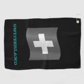 Serviette De Golf Golf Suisse & Cross, drapeau suisse (Horizontal)