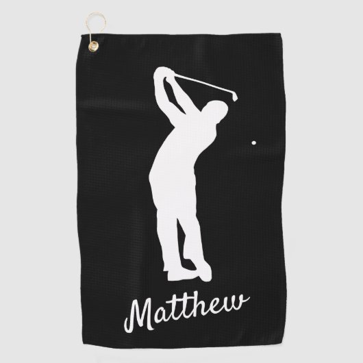 Serviette De Golf Golf Towel monogrammed "golfer Matthew" b&w (Devant)