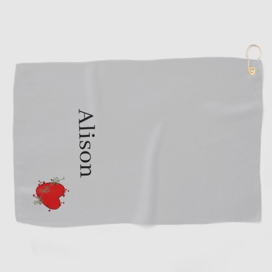 Serviette De Golf Golf Towel Red Heart (Horizontal)