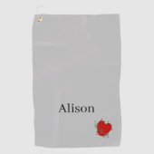 Serviette De Golf Golf Towel Red Heart (Devant)