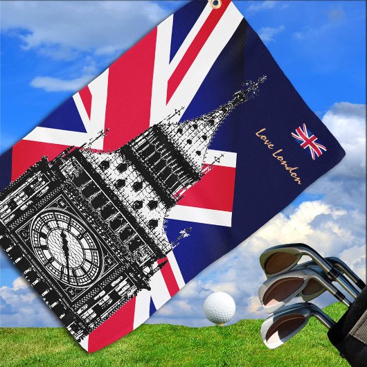 Serviette De Golf Golf UK & British Flag, Big Ben, Londres Union Jac