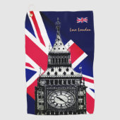 Serviette De Golf Golf UK & British Flag, Big Ben, Londres Union Jac (Devant)