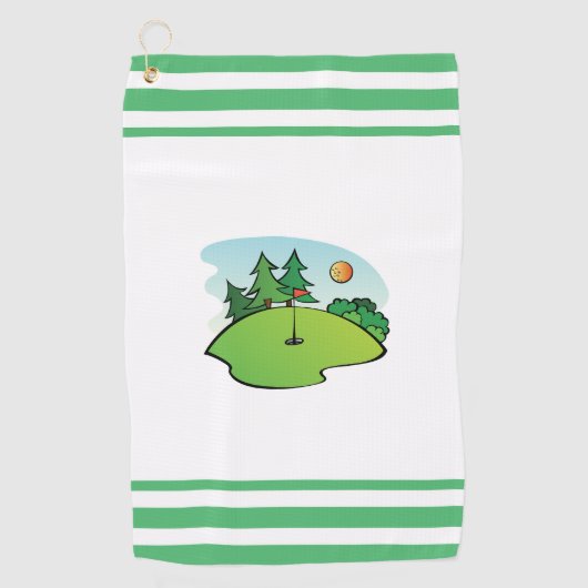 Serviette De Golf Golf Vert avec Drapeau et Boule (Devant)