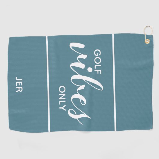 Serviette De Golf Golf Vibes Amusant Personnalisé Turquoise Pro (Horizontal)