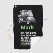 Serviette De Golf Golfer 60e anniversaire avec voiturette de golf (En situation)