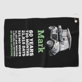Serviette De Golf Golfer 60e anniversaire avec voiturette de golf (Horizontal)