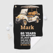 Serviette De Golf Golfer 60e anniversaire avec voiturette de golf (En situation)
