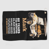Serviette De Golf Golfer 60e anniversaire avec voiturette de golf (Horizontal)