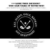 Serviette De Golf Golfer Black Modern Sports Pro Équipement Monogram