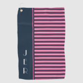Serviette De Golf Golfer bleu rose Monogramme | Sports (Devant)