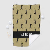 Serviette De Golf Golfer Custom Monogramme Motif Gold Black Pro (En situation)