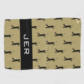 Serviette De Golf Golfer Custom Monogramme Motif Gold Black Pro (Horizontal)