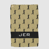 Serviette De Golf Golfer Custom Monogramme Motif Gold Black Pro (Devant)