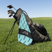 Serviette De Golf Golfer Custom Monogramme Motif Turquoise noir (Vert)