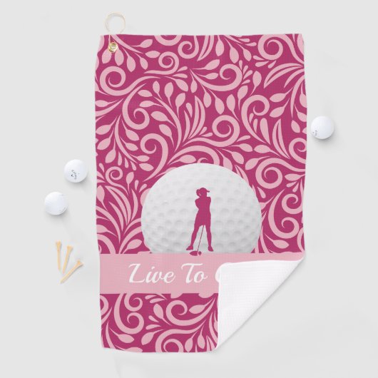 Serviette De Golf Golfer Feminine Lady Silhouette Rose Girl Moderne (En situation)