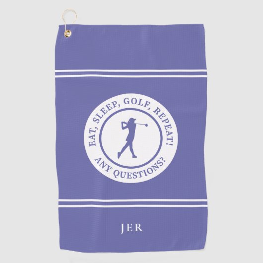 Serviette De Golf Golfer Funny Monogramme Moderne Pour Elle (Devant)