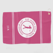 Serviette De Golf Golfer Funny Monogramme Moderne Pour Sa Fille Rose (Horizontal)