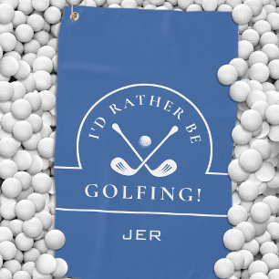 Serviette De Golf Golfer Je préfère être Golfing Monogrammed Blue