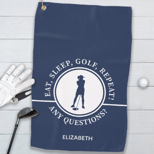Serviette De Golf Golfer Lady Silhouette Sports Blue pour son drôle