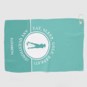 Serviette De Golf Golfer Lady Silhouette Sports Girl Turquoise pour  (Horizontal)