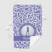 Serviette De Golf Golfer Modern Motif Nom Periwinkle Blue Sports (En situation)