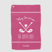 Serviette De Golf Golfer Modern Sports Pro Monogramme Nom Girl Rose (Devant)