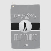 Serviette De Golf Golfer Monogram Golf Sports Citation Grey Cute (Devant)