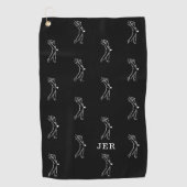 Serviette De Golf Golfer Monogram Pro Équipement sportif Noir Blanc (Devant)