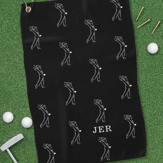 Serviette De Golf Golfer Monogram Pro Équipement sportif Noir Blanc