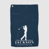 Serviette De Golf Golfer Monogrammé bleu (Devant)