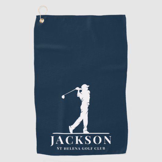 Serviette De Golf Golfer Monogrammé bleu (Devant)