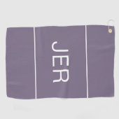 Serviette De Golf Golfer Monogrammé Moderne Design Monogramme Violet (Horizontal)