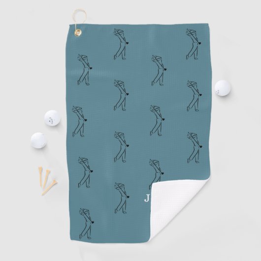 Serviette De Golf Golfer Monogramme Unique Pro Turquoise Black Fun (En situation)