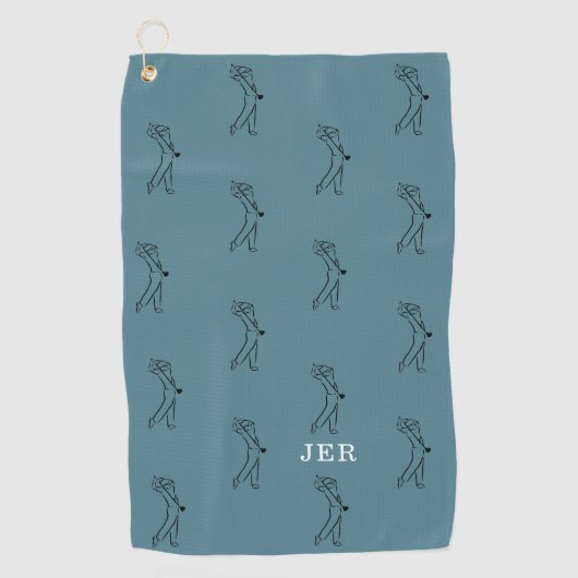 Serviette De Golf Golfer Monogramme Unique Pro Turquoise Black Fun (Devant)
