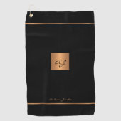 Serviette De Golf Golfer monogrammed noir moderne élégant or (Devant)