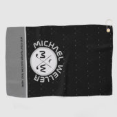 Serviette De Golf Golfer Name Black Golf Towel (Horizontal)