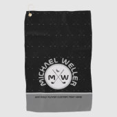 Serviette De Golf Golfer Name Black Golf Towel (Devant)