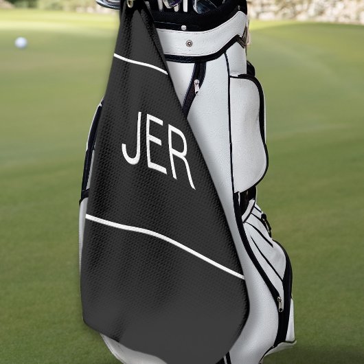 Serviette De Golf Golfer Noir Blanc Monogramme Initiales Sports Pro