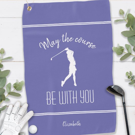 Serviette De Golf Golfer Periwinkle Blue Golf Course Lady Monogram