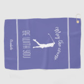 Serviette De Golf Golfer Periwinkle Blue Golf Course Lady Monogram (Horizontal)