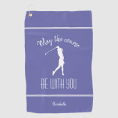 Serviette De Golf Golfer Periwinkle Blue Golf Course Lady Monogram (Devant)
