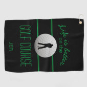 Serviette De Golf Golfer Pro Sport moderne Monogramme Noir Vert (Horizontal)