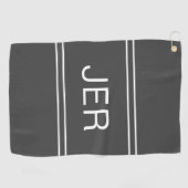 Serviette De Golf Golfer Sports Grey Moderne Monogramme Jeu (Horizontal)