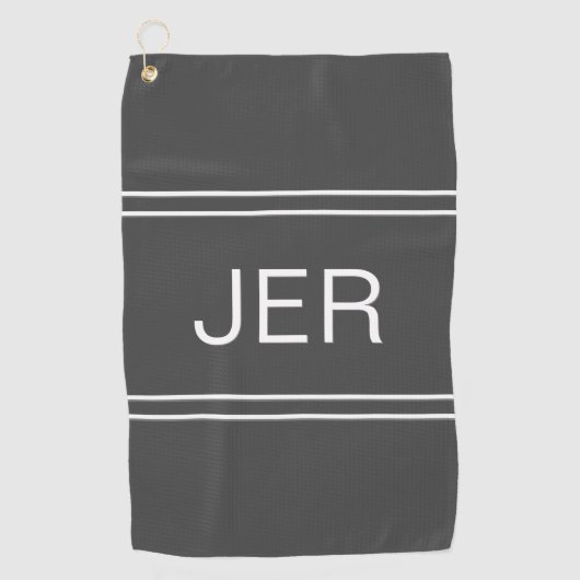 Serviette De Golf Golfer Sports Grey Moderne Monogramme Jeu (Devant)