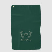 Serviette De Golf Golfeur élégant monogrammé vert foncé (Devant)